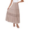MEROKEETY Women's Boho Elastic High Waist Pleated A-line Ruffle Lace