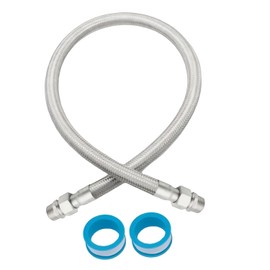 Industrial-Grade Stainless Steel 3/4" Compressor Jumper Hose, 3/4" NPT male，40" Length，750°F，450 PSI，Both Sides Fittings Rotate Freely