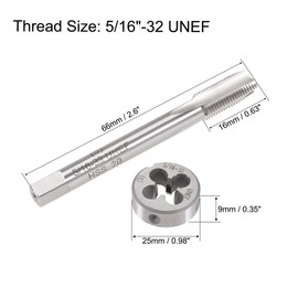 sourcing map 5/16"-32 UNEF Tap and Die Set, HSS Machine Thread Tap with Round Threading Die, Right Hand