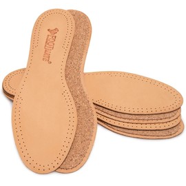 FOOT MATE Leather Insoles with Natural Cork, 3 Pairs, Shoe Insoles, Sweat Feet, Shoe Insoles, Anti-Sweat, Leather Soles for Shoes, Size 35/36