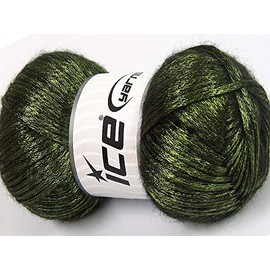 Glam Universe Metallic Shine Fuzzy Wool Nylon Blend Yarn 100 Grams, 250 Yards - Green, Black