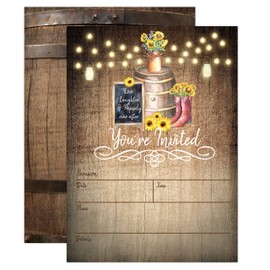 Country Rustic Sunflower Invitations, Rustic Elegant invites for Wedding Rehearsal Dinner, Bridal Shower, Engagement, Birthday, Bachelorette Party, Baby Shower, Reception, Anniversary, Housewarming