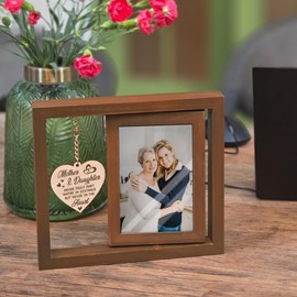 Unique Picture Frame Gifts for Mom from Daughter, Rotating Floating Mother & Duaghter Picture Frame 4x6, New Mom Picture Frame Gifts for Birthday Christmas, Thank You Gifts for Mom Frames with Card