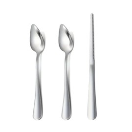 3 Pcs Grapefruit Spoons ，Grapefruit Spoon Serrated Edge Grapefruit Knife Stainless Steel Grapefruit Utensil， Tool Spoons for Citrus Lemon Kiwi Salads Melon Lime Pitaya Apple Fruit Puree