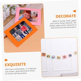 Abaodam 2sets Creative Hanging Paper Photo Frame Wooden Clips and Rope for Home Wall Decor Colorful Frames for Boys and Girls Room and Party Decoration
