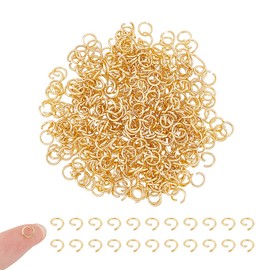 UNICRAFTALE Pack of 500 24 Carat Gold-Plated Jump Rings Open Jump Rings Stainless Steel 5 mm Round Rings Metal Jump Rings Open Jump Rings for Making DIY Jewellery