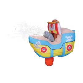 BBJunior Splash'N Play - Water Squirter Pirate Boat: Toy Boat with Soft Body and Water Sprayer, Ideal for Water, from 24 Months, 21 cm, Blue (16-89062)