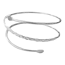 zalati Arm Chain Arm Cuff Armlet Armband Bracelet for Greek-Roman Filigree Coil Swirl Boho Upper Cuff - Silver 9cm/ 3.5inch