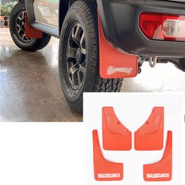 ABS Red Suzuki Logo Car Front Rear Mud Flaps Splash Guards for Suzuki Jimny 2-Door 4-Door 2019 2020 2021 2022 2023 2024 2025 (Red Suzuki Logo)