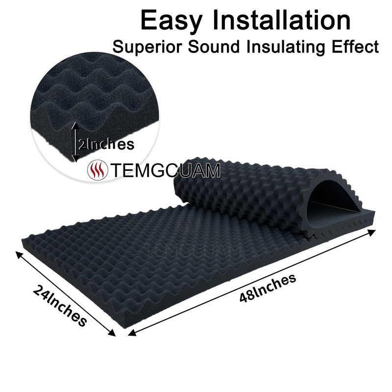 TEMGCUAM 2 Pack Sound Proof Foam Panels | 48"×24"×2" Egg