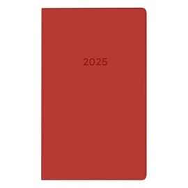 Idena 11153 Pocket Diary 2025, Leporello Calendar in Format 8.7 x 15.3 cm, 1 Month on 2 Pages, Diary with Flexible Cover in Red and Address Book