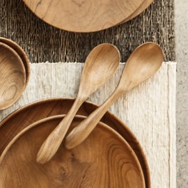 NOVICA Artisan Handmade Teak Wood Salad Spoons from Bali Pair Brown Indonesia Tableware Kitchen Accessories Serving Utensils Natural Materials [ 8.75in L x 2in W x 0.8in D] ' Hearty Meal' Pair