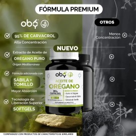 Aceite De Oregano 95% Carvacrol Con Sábila Y Tomillo | Oil Of Oregano | Candida Cleanse | 100% Natural Grado Alimenticio | Vitaminas Mujer Y Hombre | 