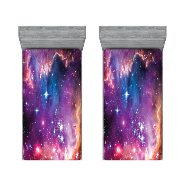 Ambesonne Cosmos 2 Pack Fitted Sheet, Magellanic Cloud Stars, Bed