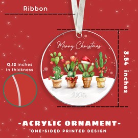 Cactus Ornament - Cactus Christmas Ornament - Cactus Ornaments for Christmas Tree, Cactus Xmas Ornaments - Cactus Gifts, Cactus Lovers Gifts, Cactus Themed Gifts - Acrylic Christmas Ornaments 2024