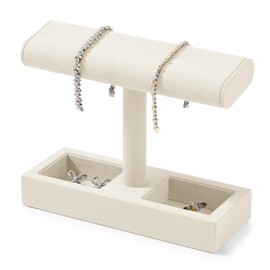 Papten J00301 Watch Stand, For 2 Pieces, Microfiber, Luxury, Stylish, Display, Storage, Photography, Gift etc. (Beige)