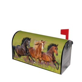 Dujiea Horses Running Mailbox Wraps - Waterproof Magnetic Post Box Cover, Large Size 25.5"L x 21"W - Garden Yard Outside Farmhouse Home Decor