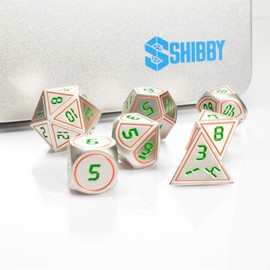 Shibby Pen & Paper 7-Piece Polyhedral Metal Dice Set