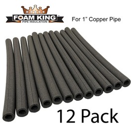 Foam King Brand Insulating Foam Pipe Covers - 1 inch by 3 feet, Pack of 12