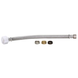 Fluidmaster B4T09U Universal Toilet Connector With Size Adaptors, Braided Stainless Steel - 3/8 Compression, 7/16 Compression, 1/2 Compression Or 1/2 F.I.P. Thread x 1/2 Female Ballcock Thread, 9-Inch Length