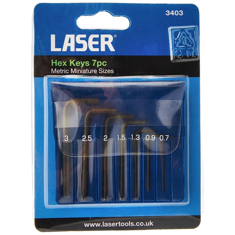Laser 3403 Miniature Hex Key Set 7pc, Chrome