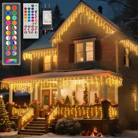 LitHome 26.2FT Color Changing Icicle Lights for Outside with Remote,165Led Icicle Lights Outdoor Plug in with Timer,Icicle Light Indoor Dimmable Connectable for Holiday Bedroom Eaves Christmas Decor