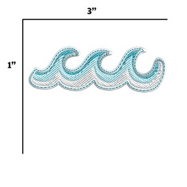 Ocean Wave Embroidered Premium Patch Iron-On or Sew-On Embroidery Applique - Sun & Sand - Costume Uniform - Fun Novelty Badge Biker Emblem - Vacation Tourist Souvenir