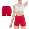 MEJING 4" Girls Cross Waist Athletic Shorts with Pockets, Biker