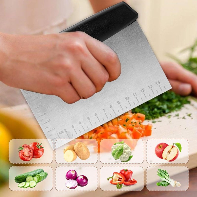 2 Pieces Baking Dough Cutter,Stainless Steel Kitchen Tools, 16x11cm Bench
