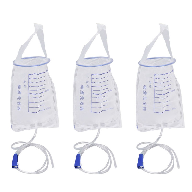 10PCS Enema Bag Set 1000ML Silicone Reusable Hangable Enema Cleaner
