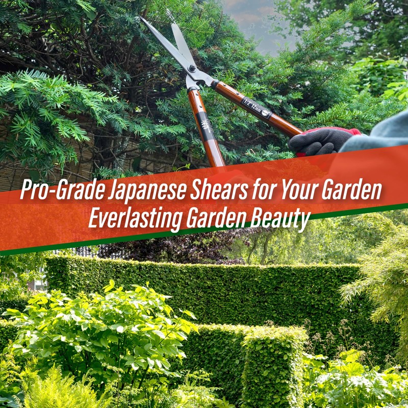 SUIZAN Hedge Shears 22.6" - Professional Japanese Garden Clippers for