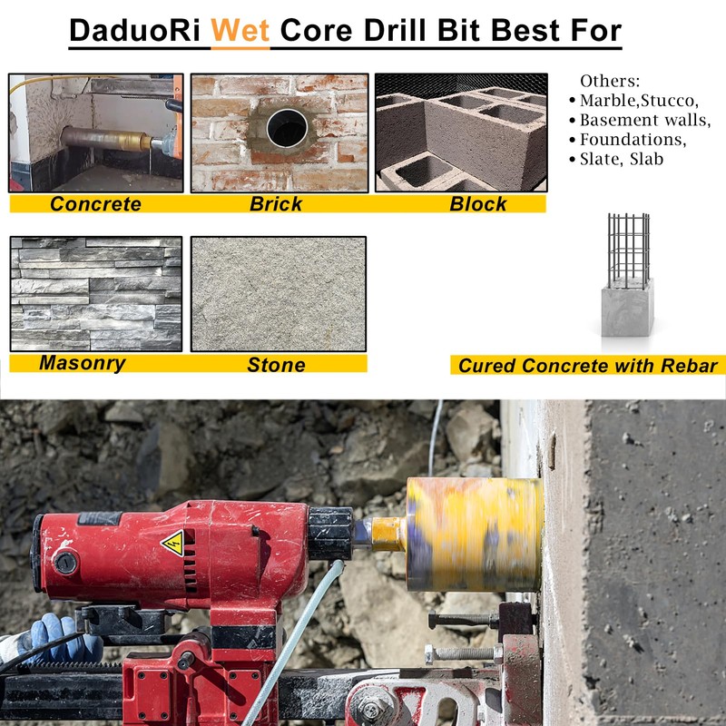 2 1/2 Inch Wet Core Drill Bits, DaduoRi 2.5" Core