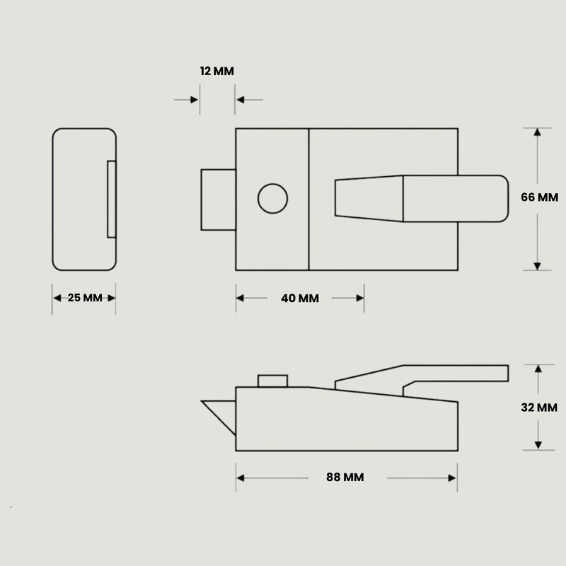 Double Locking Night Latch Narrow, Deadlock Yale Type Cylinder (1206GV)