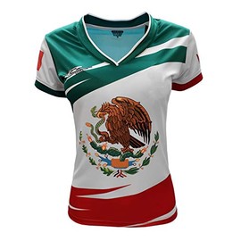 Mexico Jersey Arza Design for Women with V Neck Color Green,White,Red (Small)
