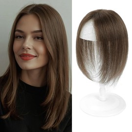 HOLFWALF Hair Toppers for Women Upgrade Swiss Lace Base Hair Topper 10inch Hairpieces for Women with Hairloss (Medium Brown)