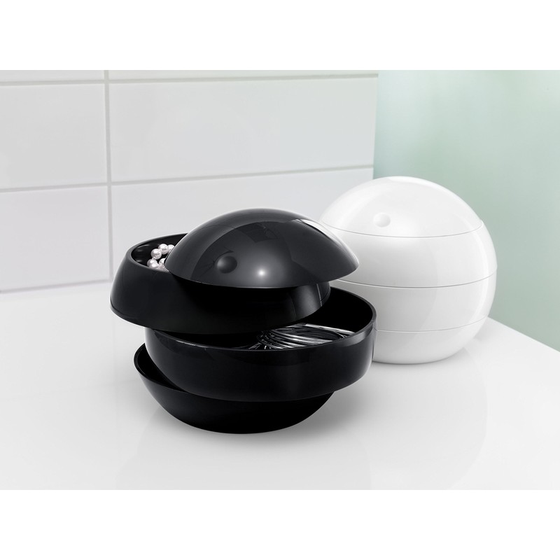 Spirella Bowl Shiny Polystyrol Beauty Tidy Box, Black