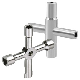 2 Piece Multifunctional 4-Way Key Set, Universal Square, Triangular, Key Shape Cross Key Made of Zinc Alloy, for Electric Water Gas Meter Box, Cabinet Open Key (Silver)