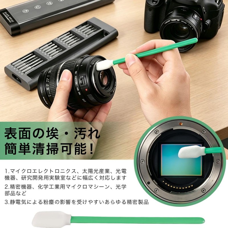 winova プリンターレンズ用 静電気防止 精密クリーニング綿棒 フラットヘッド全長125mm 細隙掃除 汚染除去 30個入