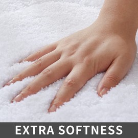 COSY HOMEER Extra Thick Bath Linen Sets Rugs for Bathroom - Anti-Slip Bath Mats Soft Plush 100% Strong Polyester Living Room Bedroom Water Absorbent(White,20x32 - Inches)