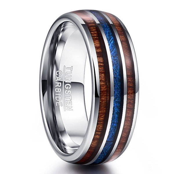 Vakki 8mm Domed Tungsten Carbide Ring with Comfort Fit in