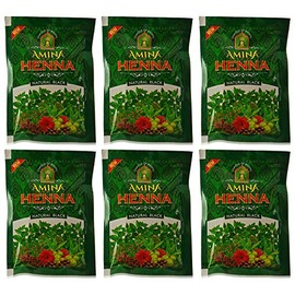 Amina Tinte Natural Para Cabello Negro Henna Mehndi, 25 G (Paquete De 6)