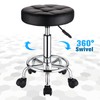 HMTOT Round Rolling Stools PU Leather Seat Height Adjustable Swivel