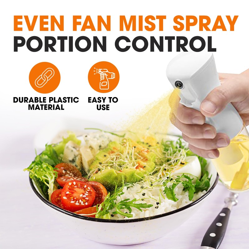 Cheer Collection Oil Spray Bottle (2-Pack, 200ml, White, BPA-Free)