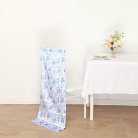 White Satin Chiavari Dining Chair Back Slipcover Blue Floral Print Wedding Party Events Reception Decorations Supplies