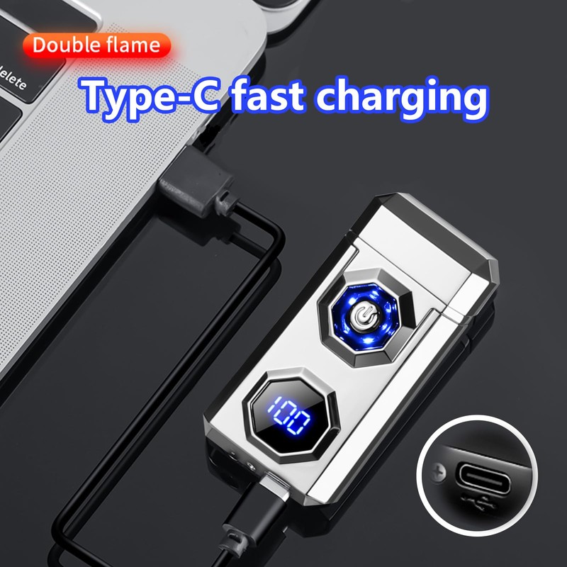 TIKIUKI Electric Lighter,Type-C Arc Lighters Rechargeable,Windproof Lighter,Plasma Lighters Rechargeable with