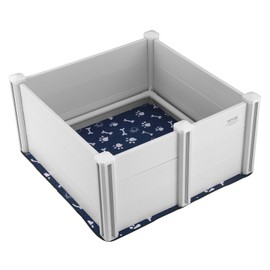 VEVOR Whelping Box for Dogs, 38.6 x 38.6 x 18.1in Whelping Box for Puppies, Whelping Pen for Puppies, Dog Birthing Box with Rails and Washable Pee Pad, Whelping Box for Medium Breed Dogs, White
