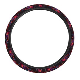 Buyidec Neon Dragon Steering Wheel Covers Anti-Slip Elasticity Car Accessories Steering Wheel Protector Universal 15 Inch for Cars SUV Vehicle Truck