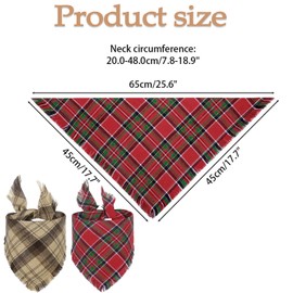 Yharnamite 2 Pcs Dog Bandanas, Cotton Double Layer Reversible Thanksgiving Dog Bandana, Double-Sided Design Triangle Kerchief, Adjustable Washable Dog Bandanas for Small Medium Large Dogs Cats (C)