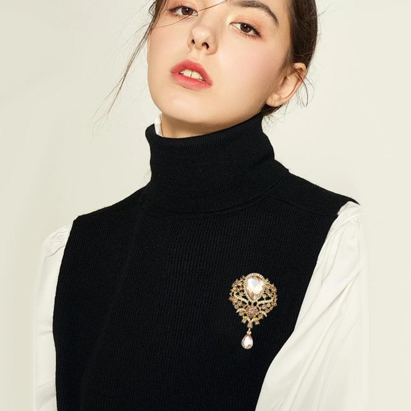 Rhinestone Flower Brooches for Women Blue Purple Sparkly Rhinestone Bridal