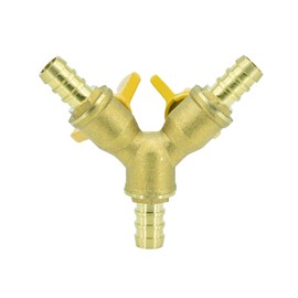 Refuuch 3 Way Shut Off Valve, 3/8" Hose Barb 2 Switch Brass Y Shaped Ball Valve Air/Fuel/Water